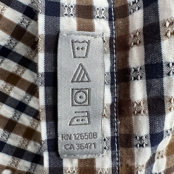 Thomas Dean Long Sleeve Multicolor Checkered Pattern Button Up Dress Shirt Large - Picture 4 of 6